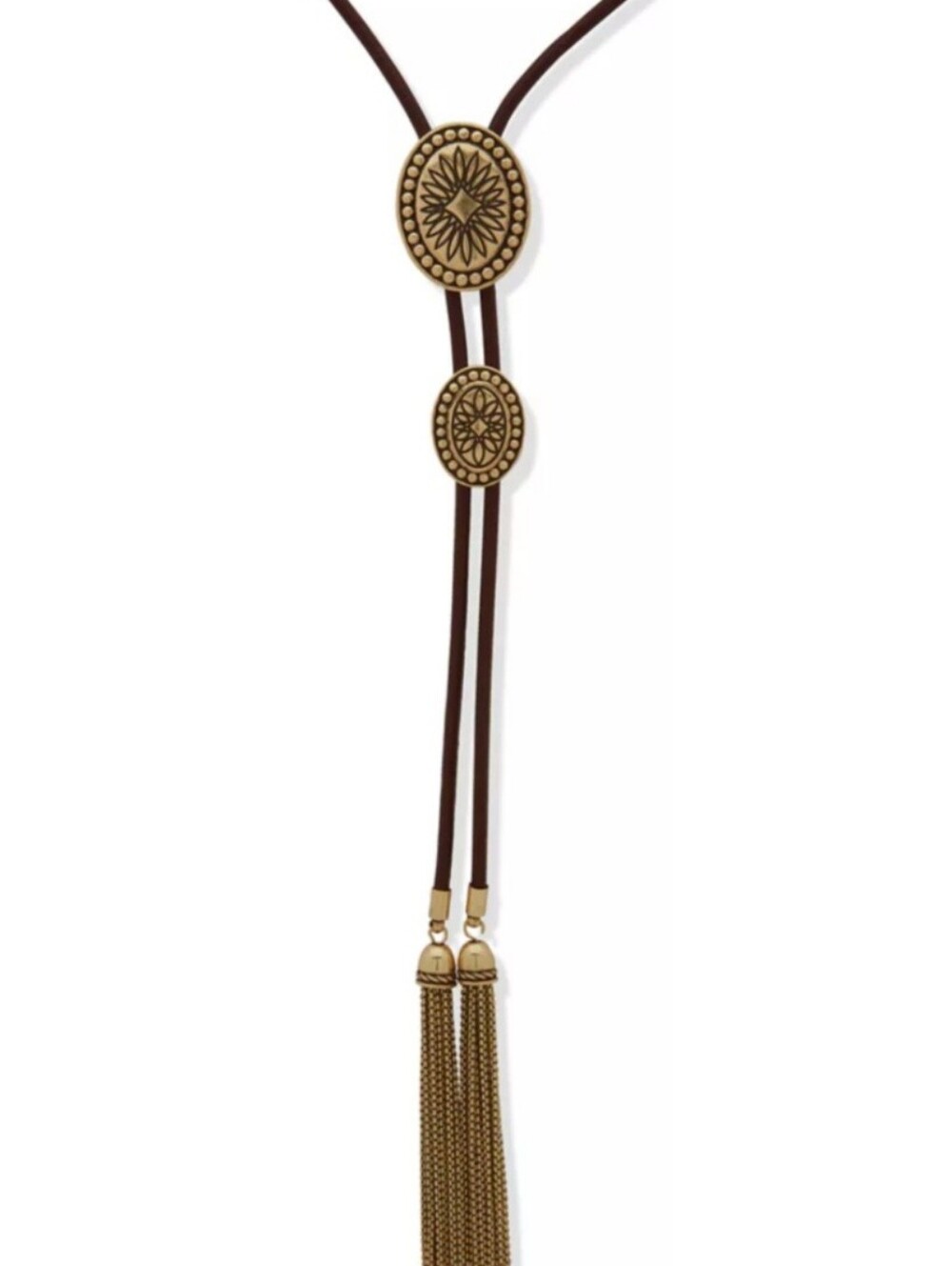 NIP Lainey Wilson Gold Tone And Faux Leather BOLO/Necklace